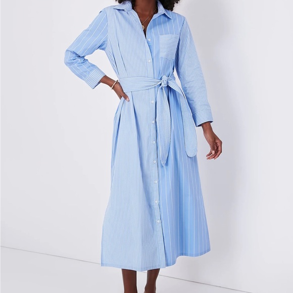 blue dress for baby girl Blue Stripe Button Front Maxi Dress - All Dresses